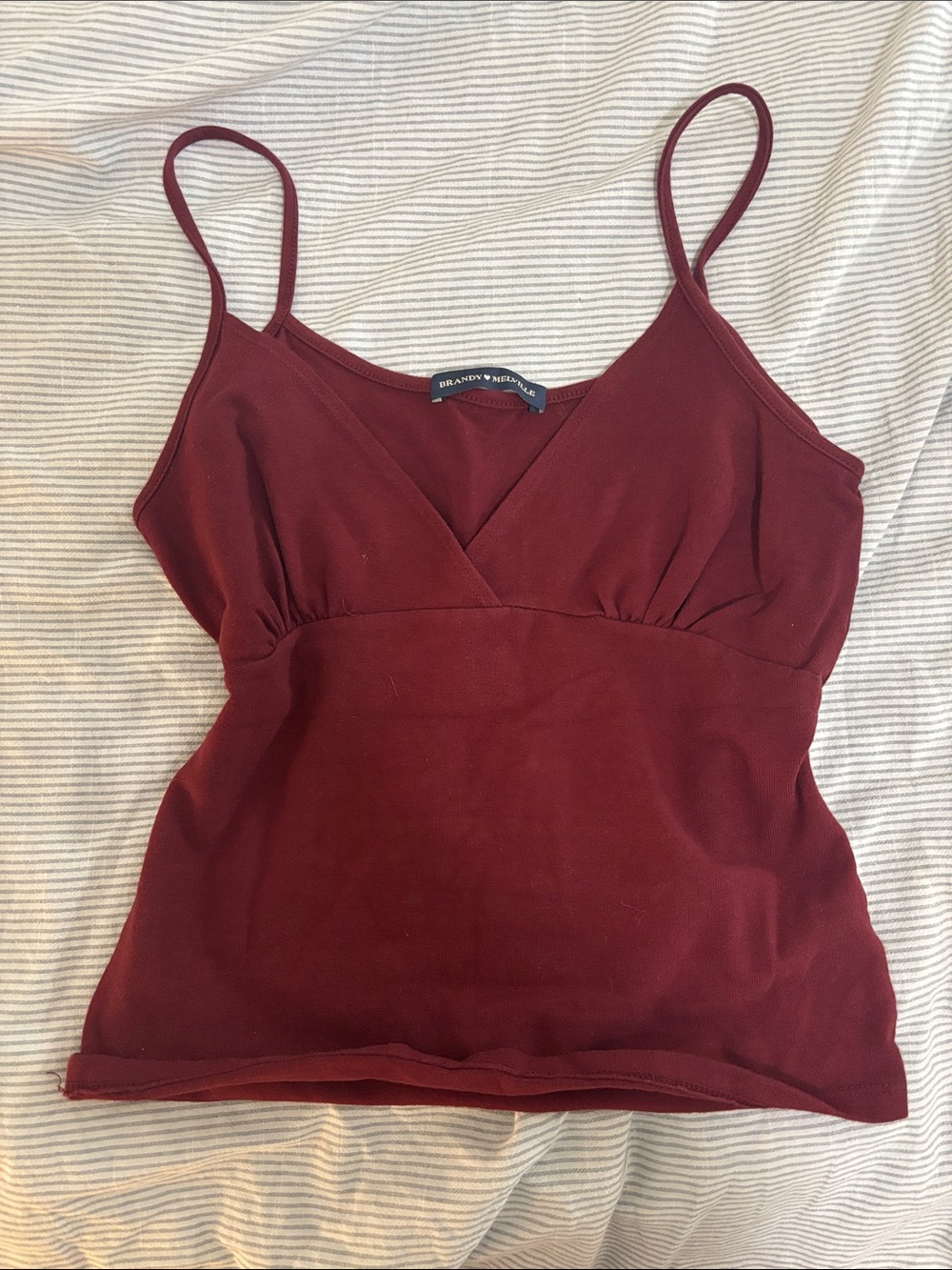 Brandy Melville Burgundy Red Spaghetti Strap V-Neck Tank Cami